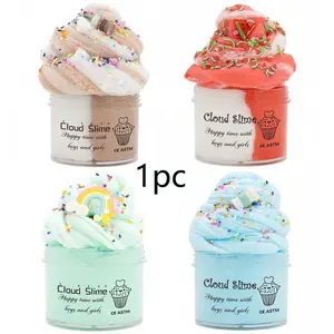 2.37oz Non-Sticky Fluffy Butter Cloud Slime Kit - & (or) Putty with Polymer Beads, Soft Stretchy Plasticine Mud for Boys and Girls, Birthday Party Favors, Sensory Play for s & - Antistress Charm Gift