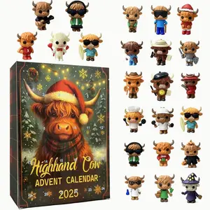 Highland Cow Advent Calendar, 24 Days Countdown to Christmas, Unique Scottish-Themed Decorations, Perfect for Holiday Season