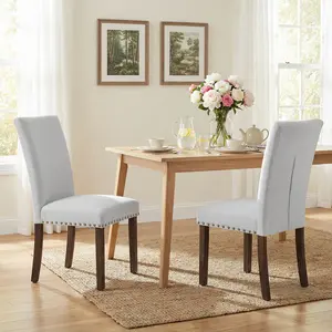 Furnimart Upholstered Parsons Dining Chair Set: Modern, padded dining chairs with tufted trim and wooden legs, perfect for dining rooms and kitchens