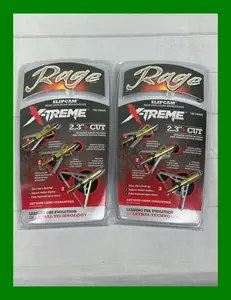 2 Pack Rage Xtreme Slipcam 100 Grain Hunting Broadheads 2 Steel Blade with Shock Collars, 2.3"+ Entry Diameter, Aerodynamic, Rear Deploying