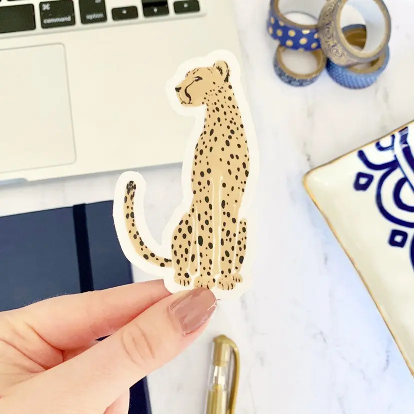 Cheetah Waterproof Vinyl Sticker, 3.5x2"