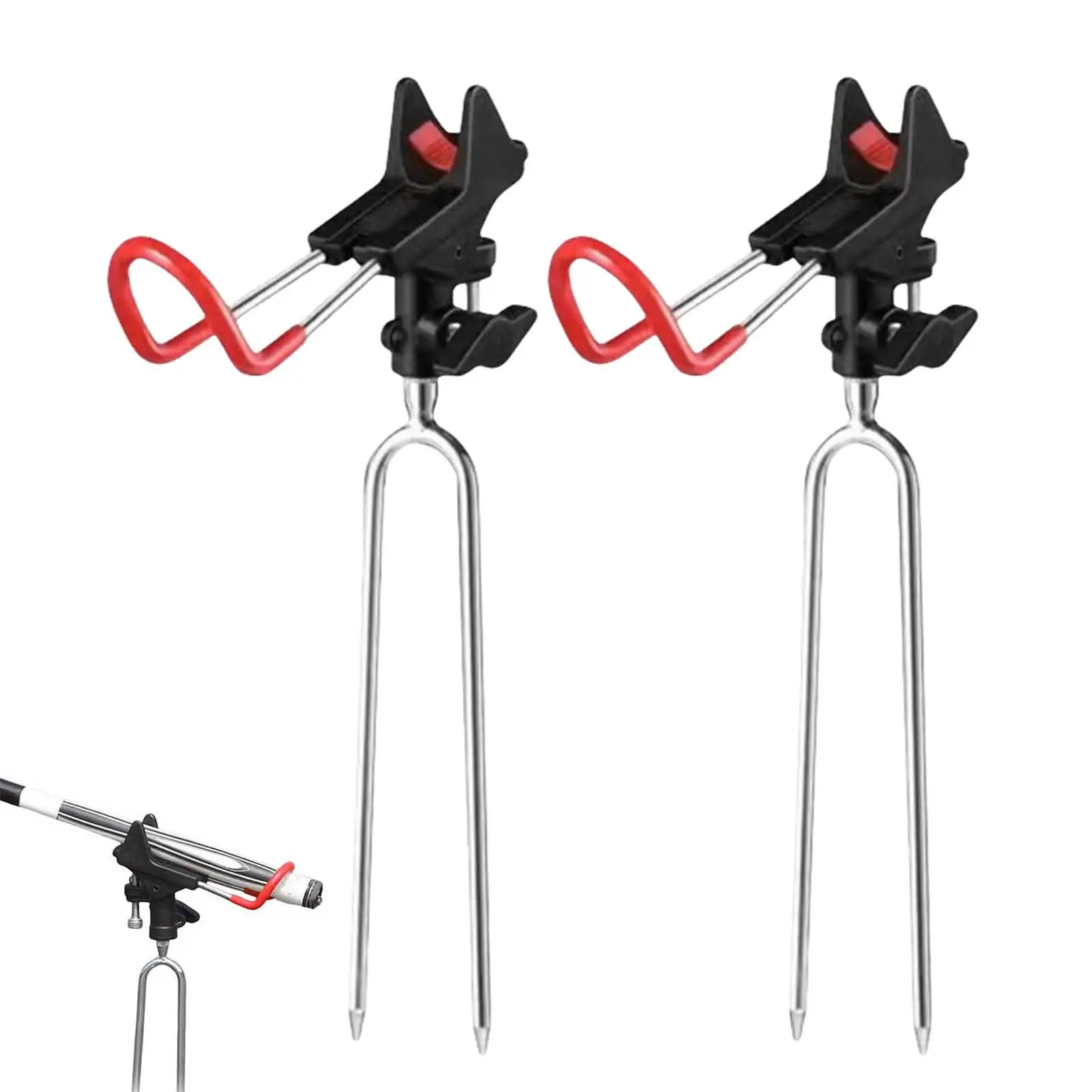 2 PCS Fishing Pole Holder for Ground - 35cm, 788g Durable Metal Rod Stand with 360-Degree Adjustability, Spike Insertion, Hands-Free Rest, Universal Fit for Bank Surf Pier, Saltwater Freshwater Fishing Accessories, Hands-Free Fishing
