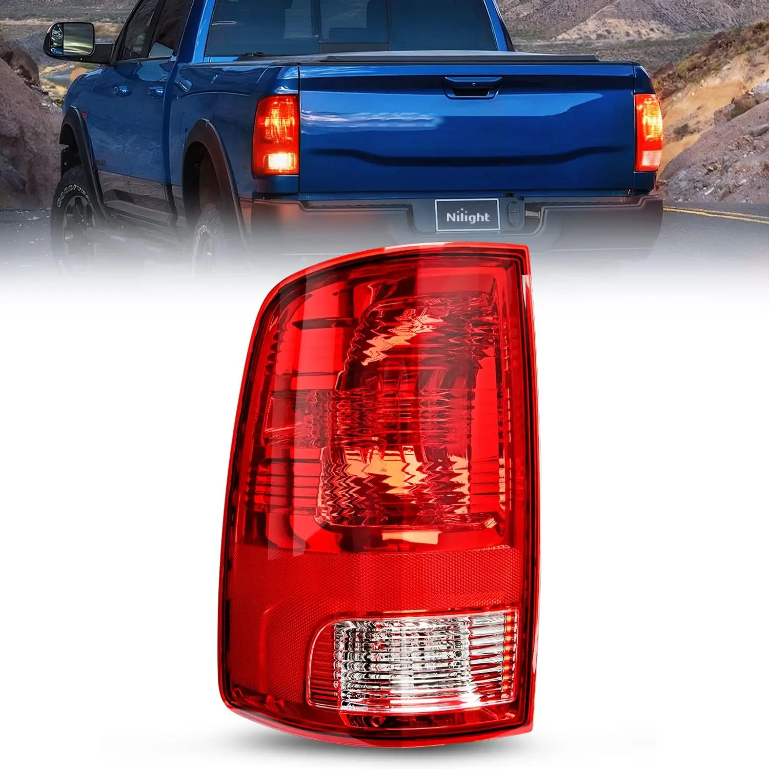 Nilight OE-Style Left Driver Side Taillight Assembly with Bulbs - Silicon, High-Impact Shockproof, Corrosion-Resistant Plug-In Fit for 2009-2018 Dodge Ram 1500/2500/3500, 2019-2021 Ram 1500 Classic Truck Blinker, Car Lighting Upgrade Car Accessories, Repl