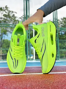 1 Pair Unisex Racing Shock-absorbing Running Shoes, Running Sports Shoes: Rebound, Breathable & Non-slip, Double-density Midsole + Carbon Plate Propulsion, Sporty Style, Ideal for Men and Women's Jogging, Racing Training & Urban Commuting