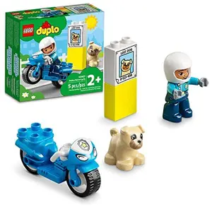 LEGO Duplo 10967 Police Motorcycle Set with 2 Figures and 5 Pieces for Kids Ages 2+