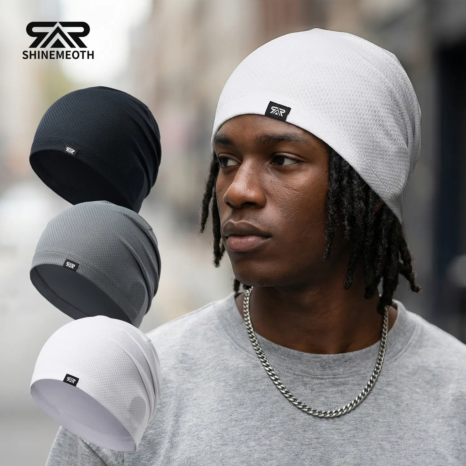 SHINENEOTH 2/3 Pcs Soft Slouchy Beanie Skull Cap Accessories Unisex Lightweight Cycling Knit Hat Headband Running Hat Hiking Cap Gym Sports Cap Sweat-Wicking Sun Protection Summer Sports Hat Fitness Hat Athletic Wear