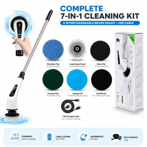 Electric Spin Scrubber – Cordless Waterproof Cleaning Brush for Bathroom, Kitchen, Bathtub, Tile, Floor & Window – Dual Speed Powerful Scrubber with Long-Lasting 1800mAh Batter