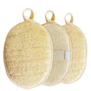 Natural Loofah Sponge Exfoliating Body Scrubber (3 Pack),Made with Eco-Friendly and Biodegradable Shower Luffa Sponge, Loofah for Women and Men, Beige
