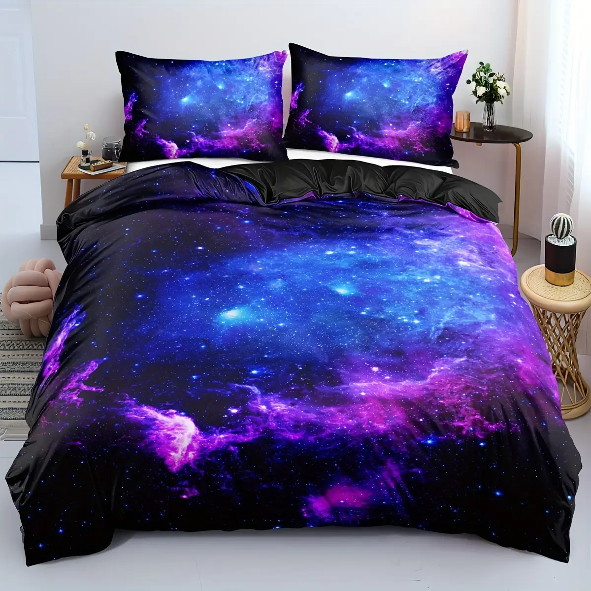 2/3 Sets of Duvet Covers, Soft and Comfortable, Galaxy Bedding Set, Purple Bedding Set, Galaxy Double Bedding Set, Dreamy Bedding Set (1*Duvet Cover + 1/2*Pillowcase, Core Not Included)