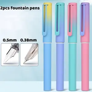 1 pc 0.5 mm fine tip ballpoint pen + 1 pc 0.38 mm concealed tip ballpoint pen, PE plastic pen holder, lightweight, built-in converter, suitable for a 3.4 mm diameter, stylish and elegant, smooth writing, calligraphy, art, signatures, Christmas, Valentine’