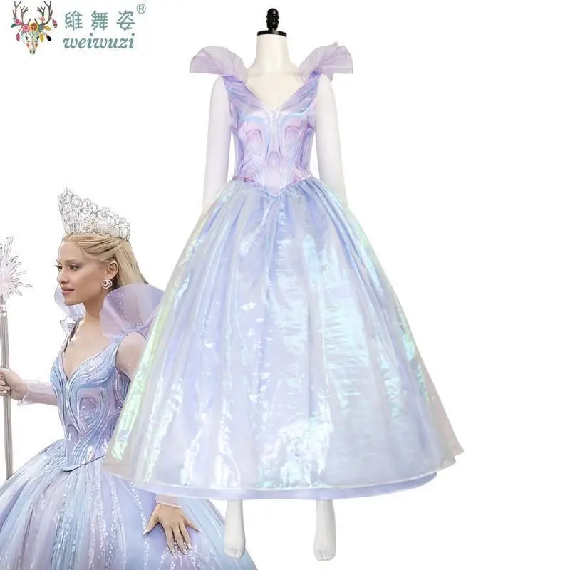 Glinda Wicked Movie Evil Witch Adult Women's Cosplay Dress, Magic Purple Clothes for Halloween Party, Women's Clothes Carnival Masquerade Fancy Outfit