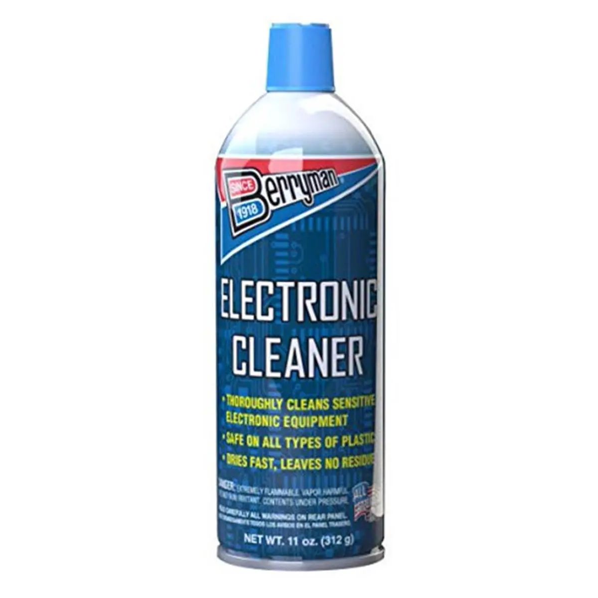 212 MAIN Berryman Chemical 2206 11 oz Quick-Drying Residue-Free Electronic Cleaning Liquid - Plastic-Safe, VOC-Compliant Handheld Maintenance and Repair Supply for Household Appliances, Irons, Sensitive Electronics
