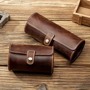 Genuine Leather Watch/3 Slot Display Box Roll Watch Pouch Travel Case