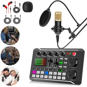 F998 digital DSP mixer with 16 reverb modes, 7 scene modes (original/karaoke/voice changing/electronic/PRO/POP/MC), and 12 special effects sounds, used for on-site mixing, KTV mixing, podcast production, and live mixing, Podcast Equipment Audio Mixer