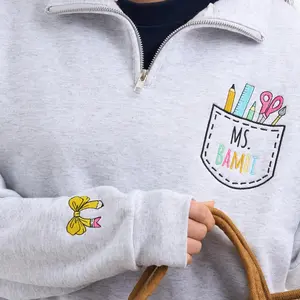Custom Embroidered Teacher Quarter Zip – Personalized School Sweatshirt