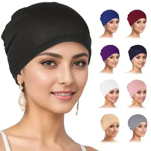 5Pcs Premium Muslim Hijab Caps Cotton Fashion Elastic Bonnet Cap Musliman Turban Women's Head Hood Closed Hijab Underscarf