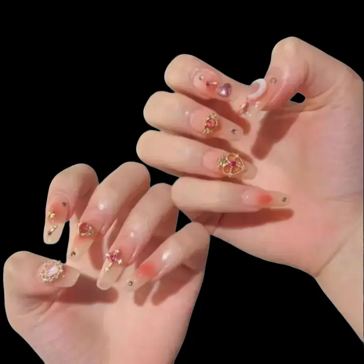 Press on Nails, 10Pcs Handmade Fashion Cute Almond Shape Acrylic Glue on Nails (OPP Bag Packaging), Almond Shape Nails, Instant Nail Art