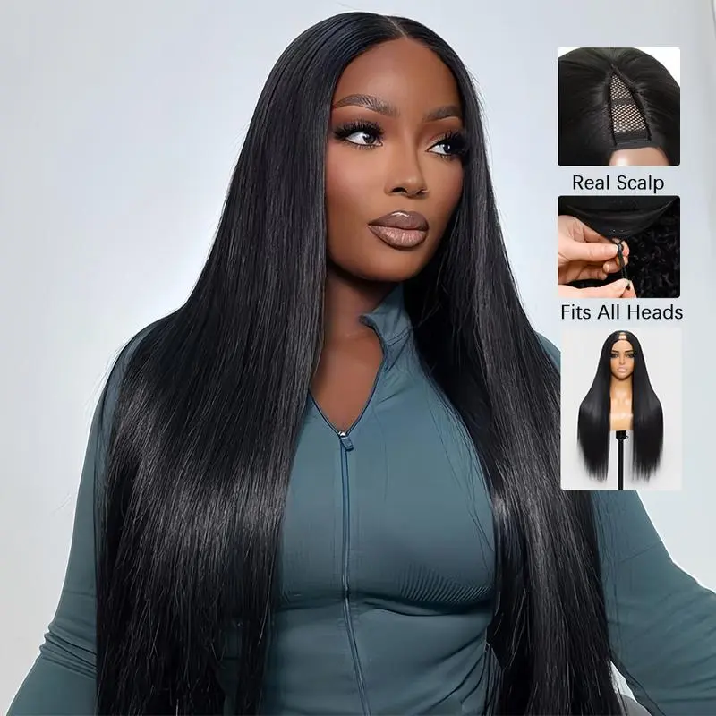 Straight V Part Wigs Human Hair Upgrade Glueless Body Wave V Part Human Hair Clip in Wigs Beginner Friendly No-Sew in No Glue Ready to Go Wig #Tiktokshopbacktoschool