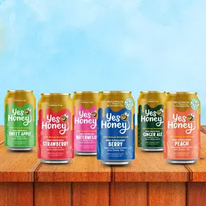 Yes Honey 6 pack variety better for you soda, one of each flavor, caffeinated and caffeine free, 11 oz 6 cans, 100% honey sweetendly ned soda, gluten free, alpha gal frie