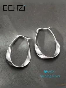 925 Sterling Silver Minimalist Geometric Design Dangle Hoop Earrings, Mother's Day Gift, Fashionable Earrings for Women, Trendy All-match & Exquisite Jewelry for Gift