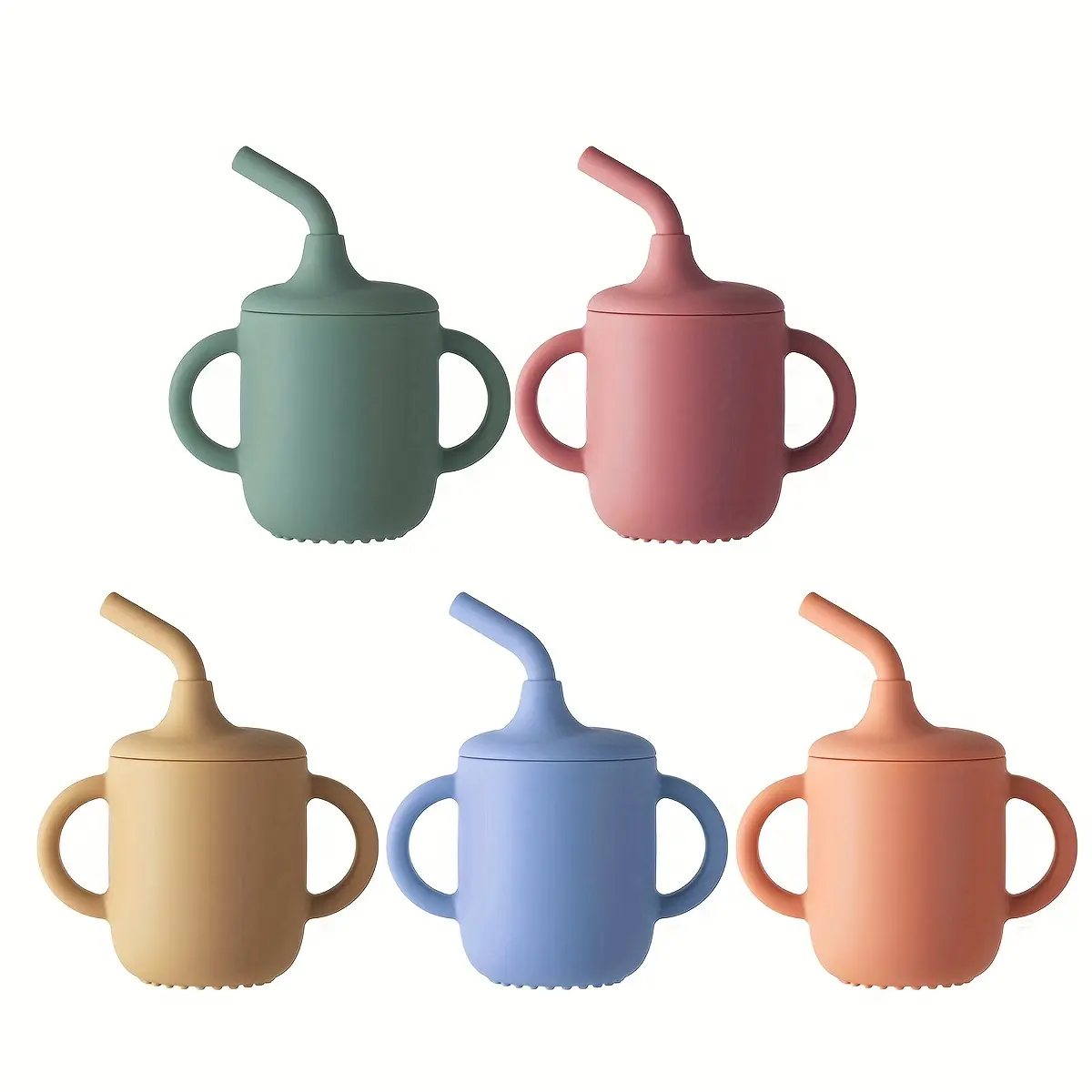Baby & Toddler Small Silicone Training Cup - Soft Grip Dual Handles, Lid, and Straw, Toddlers