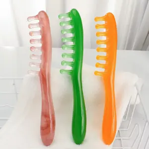 1pc Wide Tooth Comb Head Massager, Resin Material, Round Teeth Design, Gentle, Comfortable Scalp Massage, 4 Colors Available, Single Item Pack