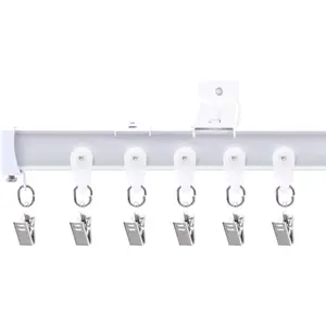 Flexible Ceiling Curtain Tracks, Ceilings Track for Curtains, Aluminum Curtains Track Ceilings Mount,Wall Mount Curtain Rail, Ceiling Curtain Rod, Sliding Curtain Tracks with Clips (White 12FT)