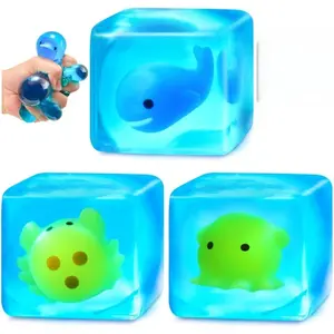 Soft Ocean Cube Squeeze Toy with Slow Rebound, Soothing for Body and Mind, a Premium Sensory Toy. Perfect for Christmas/Easter/Halloween Gift Bags, an Ideal Present for Birthday Parties, or an Excellent Choice for Back-to-school Gifts and Classroom