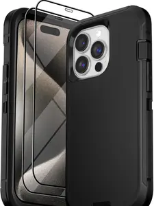 Entronix Case for iPhone 17/16/15/14/13/12/11 Air/Plus/Pro Max - Heavy Duty Case & 2 Clear Tempered Glass Screen Protector, Smartphone Accessories