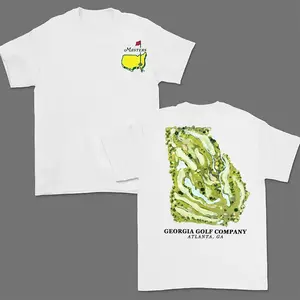 Masters Golf Shirt 2026 Course Map Vintage Graphic Tee, Augusta Inspired Golf Layout T-Shirt, Retro Tournament Design, Timeless Championship Aesthetic, Back Print Unisex Casual Tee Gift
