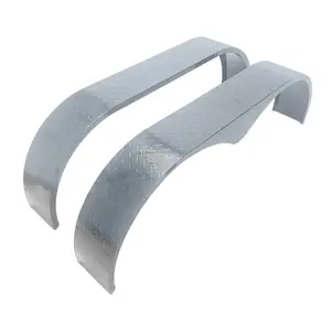 GARVEE 2Pcs Trailer Fenders, 66" x 9.1" x 20" Tandem Round Trailer Fenders, Heavy Duty Steel Double Axle Trailer Fenders Compatible with 13-15 Inch Wheels, Grey