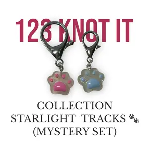 Starlight Tracks set of 2 stitch markers - one large clasp, one medium clasp for crocheting