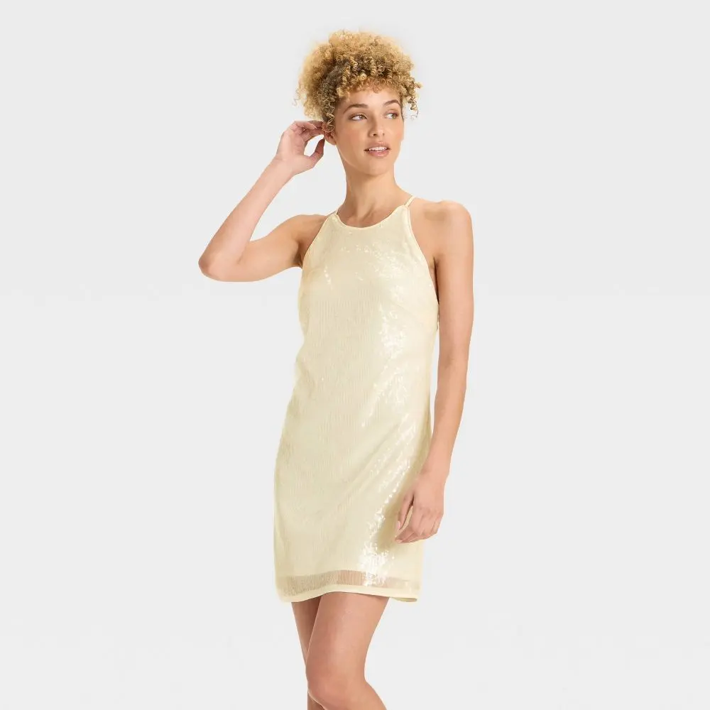 Women's Sequin Mini Shift Dress - A