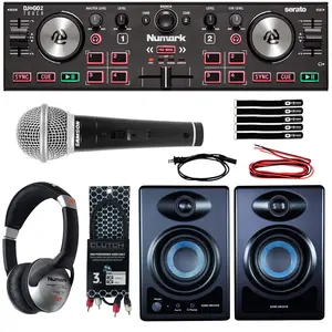 Numark DJ2GO2 Touch Pocket DJ Controller with Clutch CL-SG3BT Sonic Groove Desktop Monitor Speakers Package