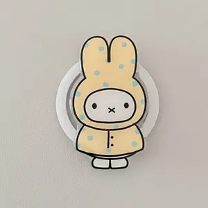 Cute Bunny With Rainy Coat Phone Grip , Coquette Kindle Accessories, Rabbit Griptok, Gift For Her sticky Compact Holder Stand magnetic mount pop socket Detachable