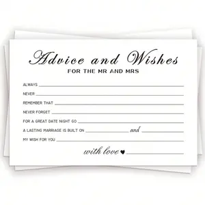 10pcs/50pcs Wedding Greeting Cards, Perfect for New Married Couples, Ideal for Bridal Shower Decorations, Elegant Gift for Bride and Groom