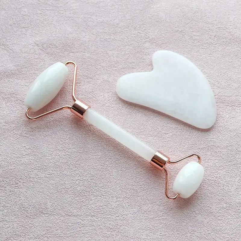 Gua Sha Massage Tool Set, 2pcs/set Double Head Facial Roller Massager & Gua Sha Board, Anxiety Device for Men, Fights Fine Lines & Wrinkles, Comfort S