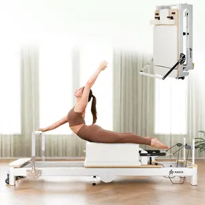[2 packages shipping] 92" Foldable Pilates Reformer for Home, Aluminum Frame with Jump Board & Music Wire Springs – White