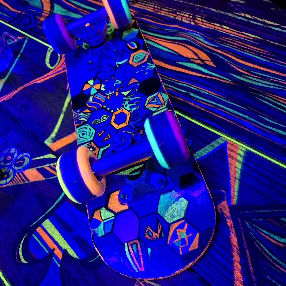 Mini Blacklight Skateboard