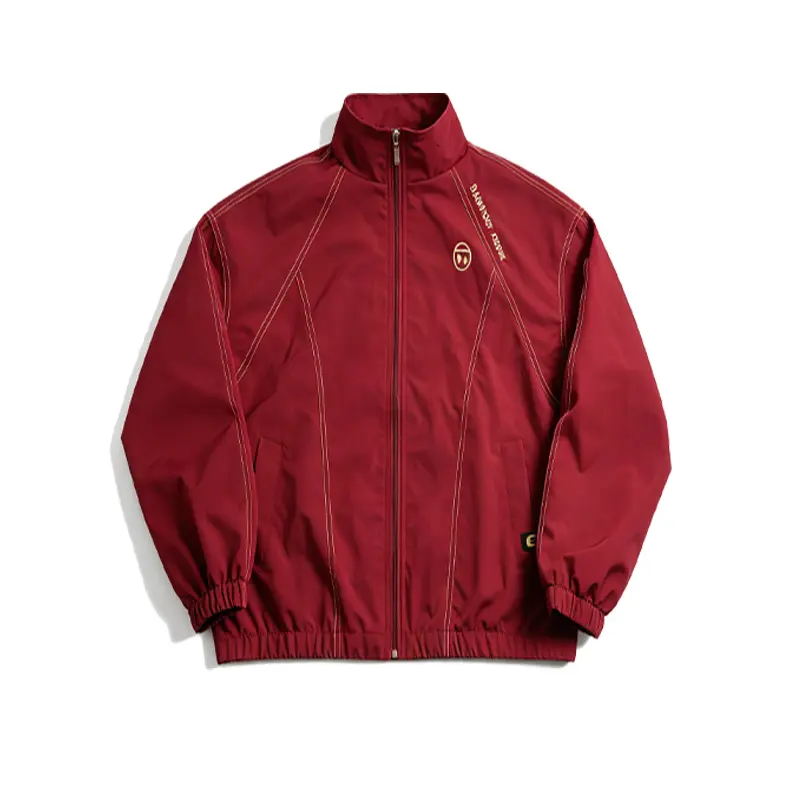 Unisex Vintage Track Jacket Oversized Stand Collar Zip Up Windbreaker Embroidered Logo Lightweight Windproof Fall Winter Streetwear Outdoor Casual Coat