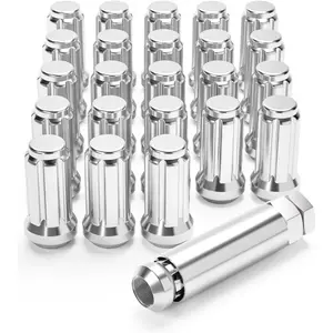 M14x1.5 Spline Lug Nuts with Seat, Chrome Plated Lug Nuts For Chevrolet Silverado,Suburban 1500,Ford Expedition,F-100,Ram 1000& More, Set of 24