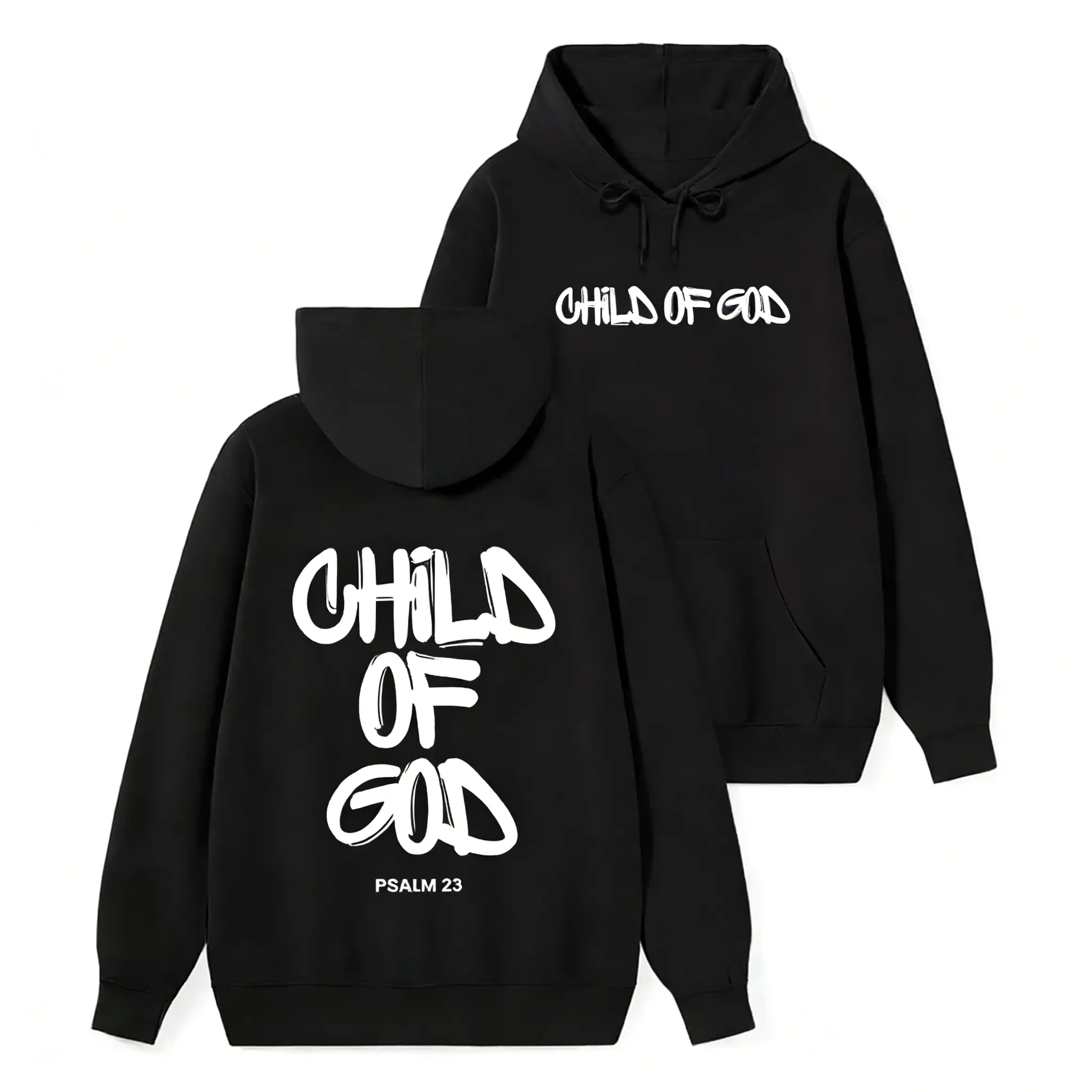 Child of God Psalm 23 Hoodie, Unisex Oversized Classic Streetwear Pullover in a Soft Fabric with Matching Religious Slogan, Aesthetics, Statement, Graphic, Print, Fleece, Fitted, Piece, Pullover Hoodie, Lettering, Conventional, Poly-Cotton, Hooded Neck