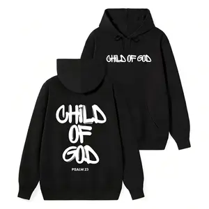 Child of God Psalm 23 Hoodie, Unisex Oversized Christian Streetwear with Graffiti Style Graphic Print, Soft Fleece Pullover, Fitted