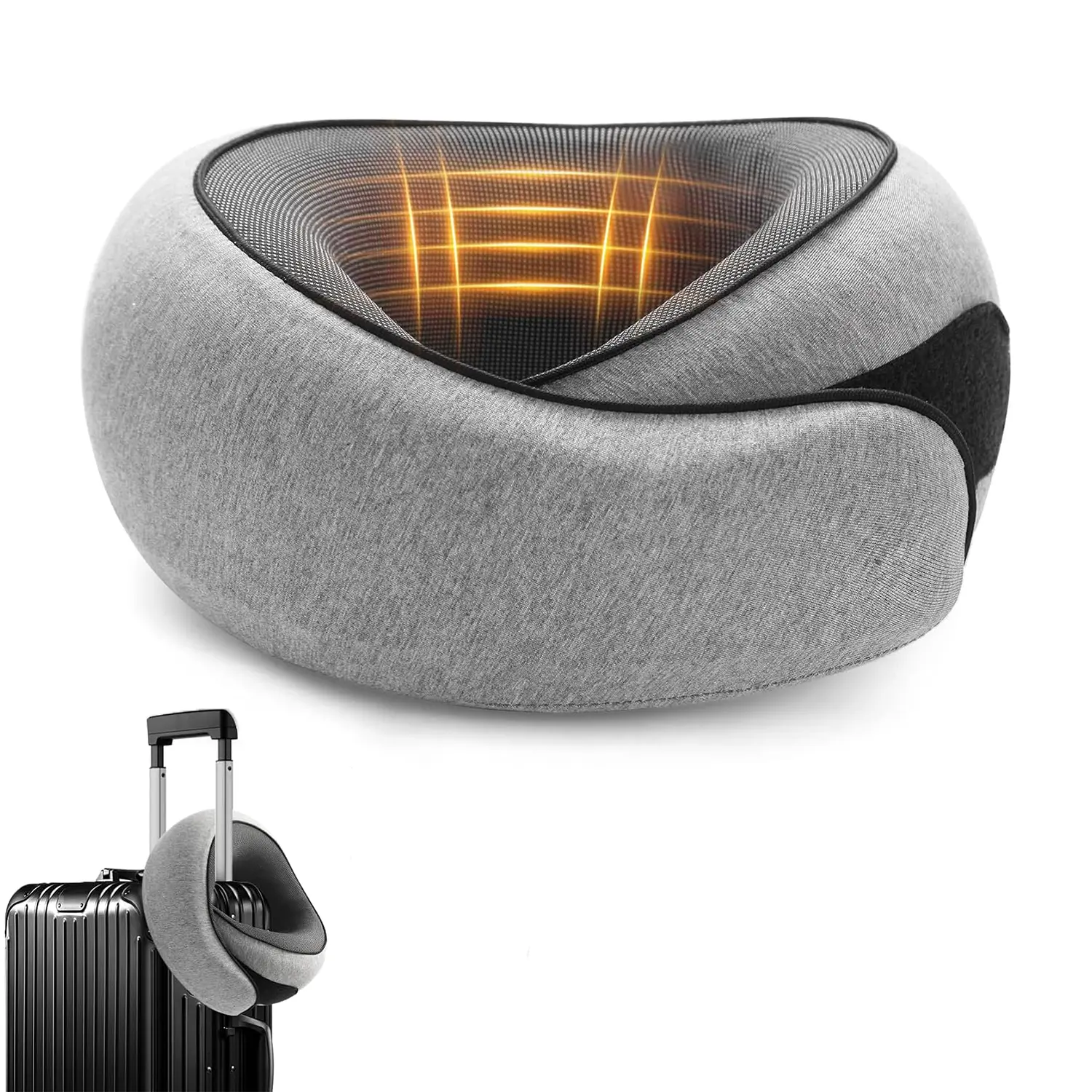Travel Neck Pillow, Memory Foam Travel Neck Pillow - Breathable Portable Neck Support with Eye Mask, Earplug Holder, Carry Bag for Airplane, Office