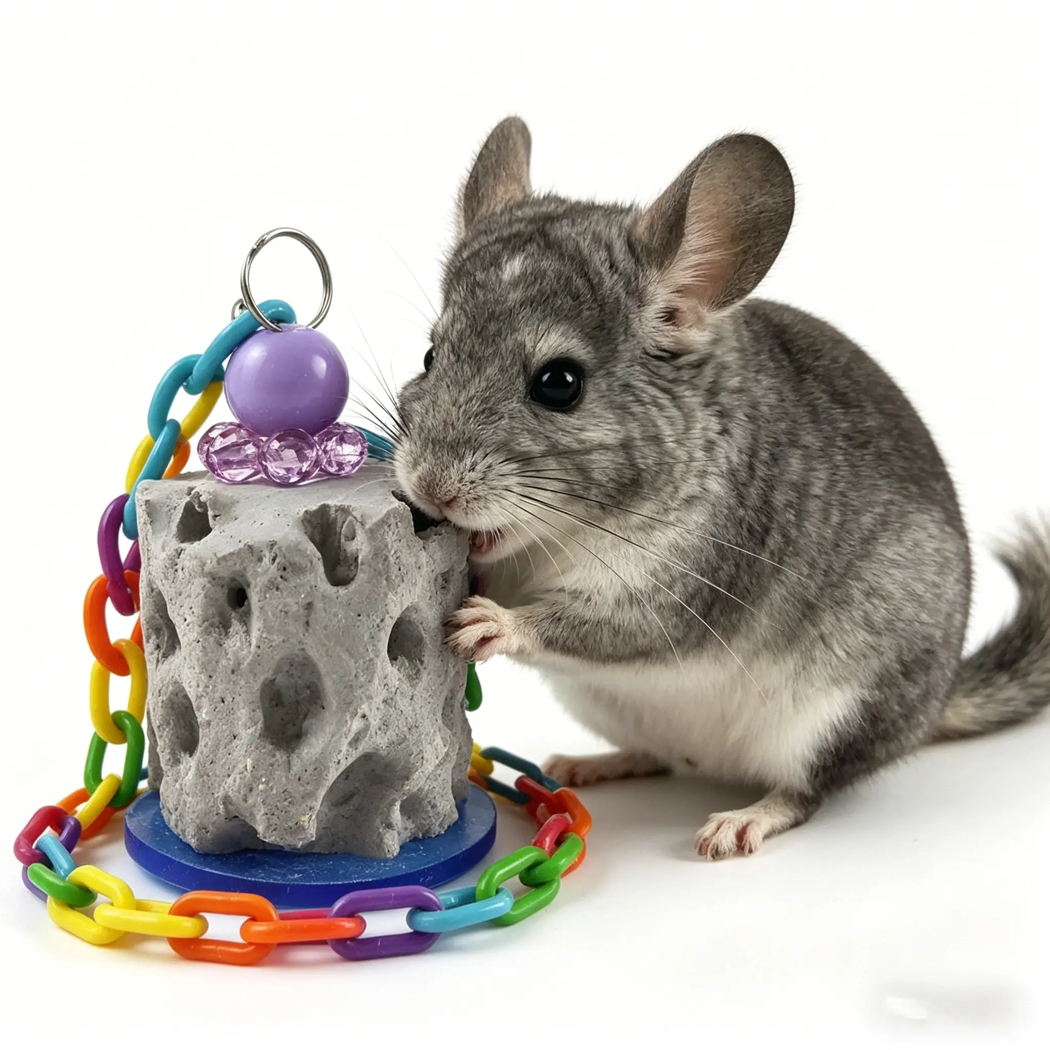 Small Animal Wood & Calcium Milk Stone Durable Chew Toys for Chinchillas/Squirrels - Grinding Tool for Interactive Play