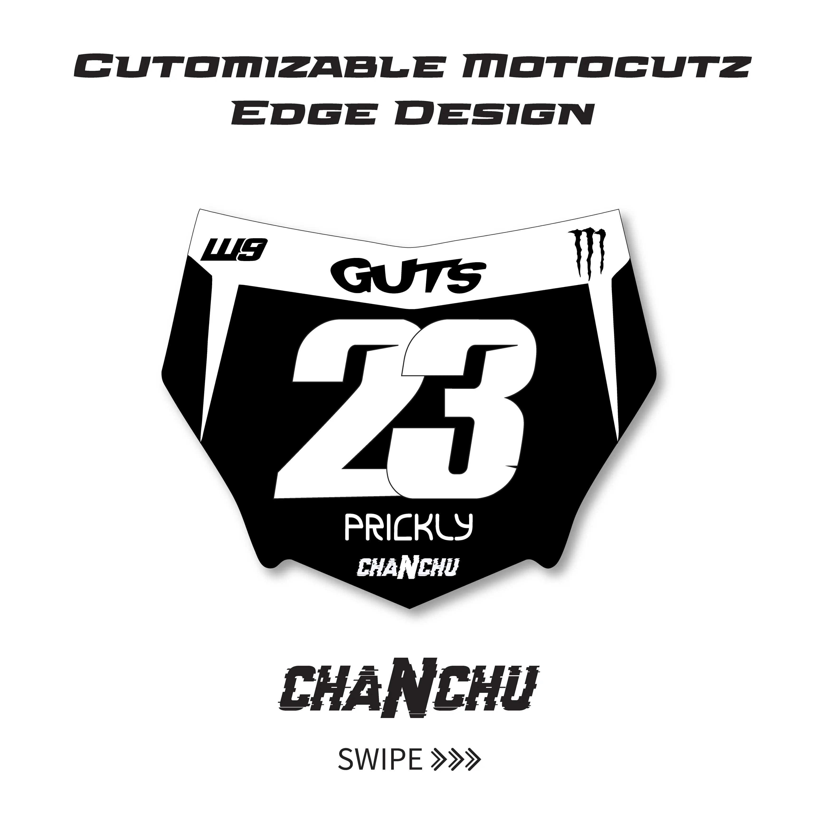 Customizable Motocutz Edge style front number plate sticker - Made to order
