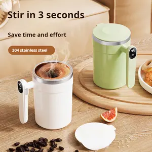 400ML Electric Self-stirring Coffee Mug with LCD Thermometer Magnetic Stirring Cup Rechargeable Automatic Mixing for Milk Cocoa at Office Kitchen Travel