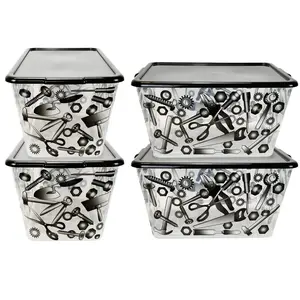 SIMPLYKLEEN 14.5gal. Reusable Stacking Plastic Storage Containers with Lids, Tool Box (Pack of 4) Made in the USA