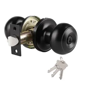 Probrico Door Knob with Lock & Key, Keyed Entry Door Locks for Entrance, Room Door Accessorise, Matte Black Door Knob for Bedroom ,Bathroom, Entrance.