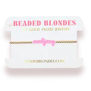 Mahjong Pink Bracelet on Gold